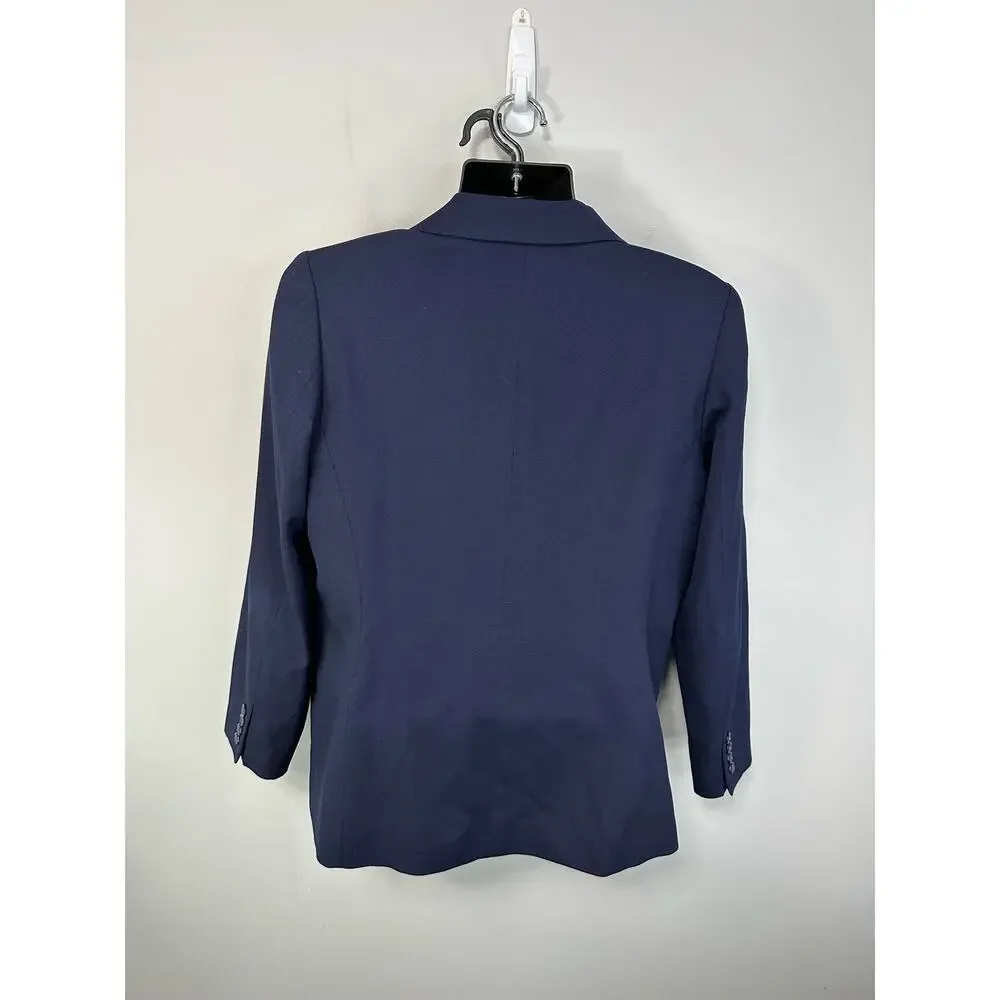 Pendleton Womens Virgin Wool Navy Blazer Size 14 Lined One Button Classic - Picture 2 of 13